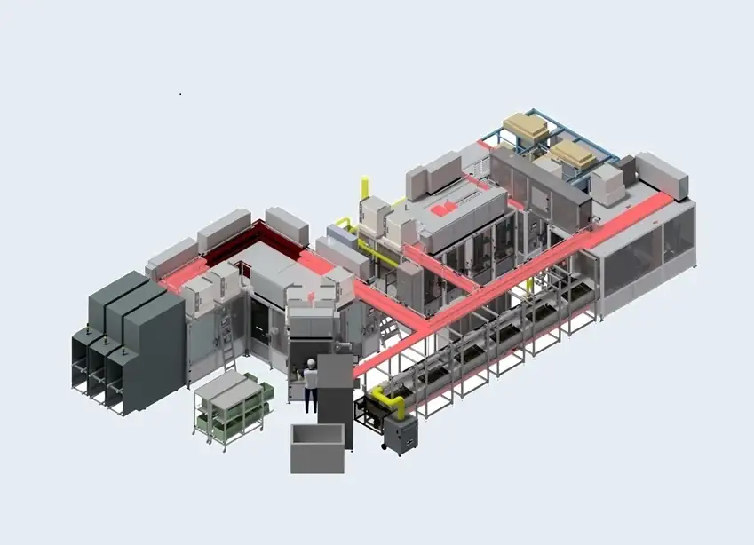 Fully automated assembly line for LED headlight modules